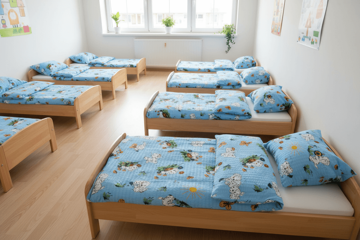 Krepové dětské povlečení do školky „Pejsek modrý“